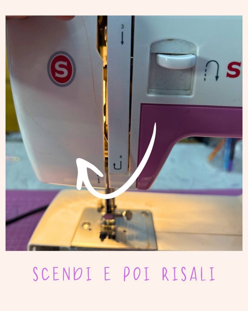 Premi il pedale: il filo inizierà ad avvolgersi automaticamente